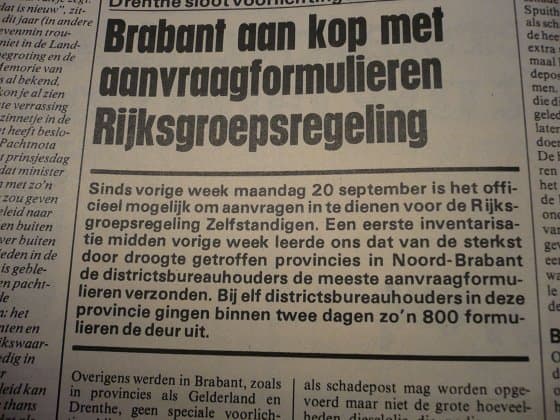 Diverse artikelen over droogte die zijn verschenen in Boerderij in 1976.