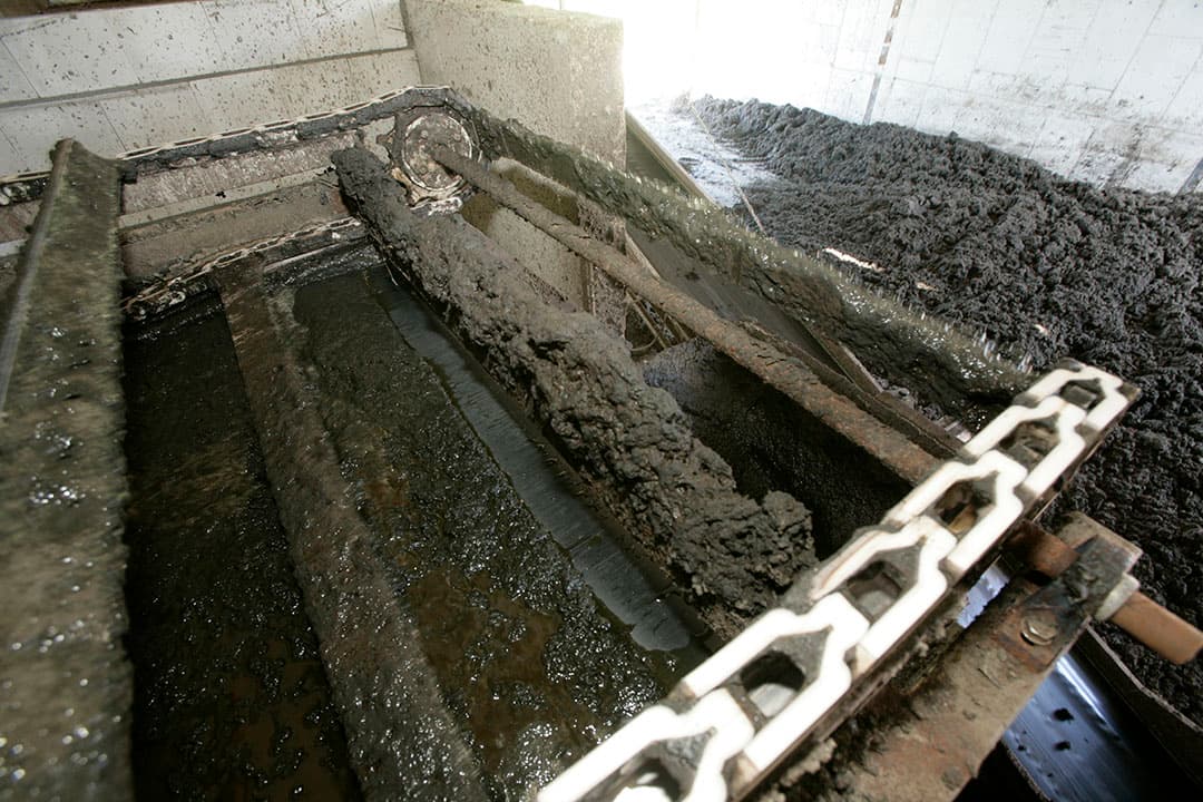 Het scheiden van dunne en dikke factie van varkensmest (archieffoto). In TCF wordt de dunne fractie verwerkt tot geurloos water. - Foto: ANP