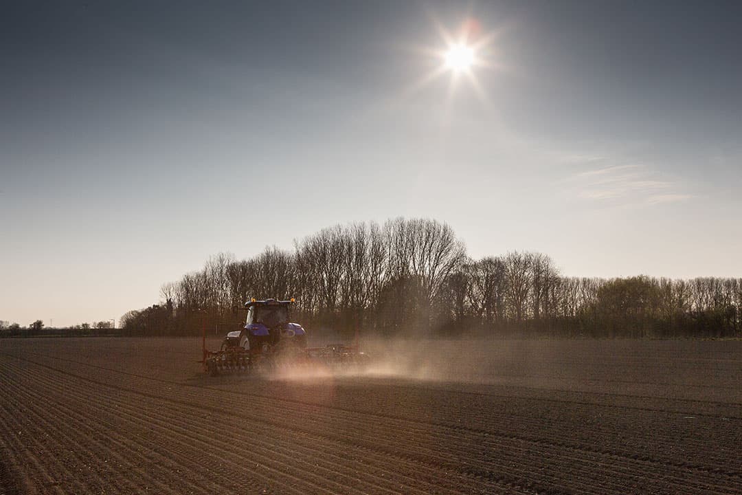 Droge omstandigheden tijdens het zaaien van uien in Zeeland. - Foto: Peter Roek