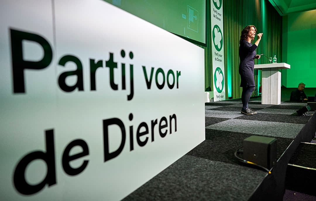 Fractievoorzitter Esther Ouwehand tijdens het congres van de Partij voor de Dieren. - Foto: ANP