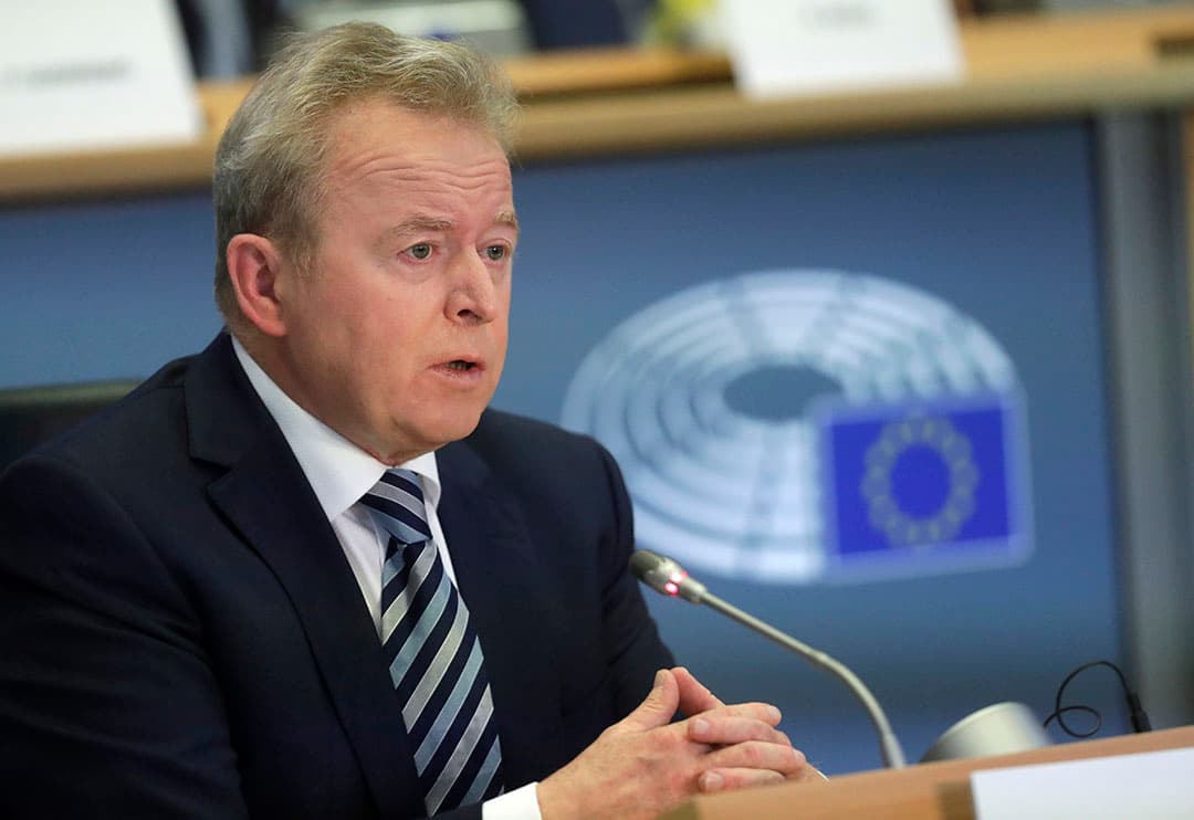 epa07905063 European Commissioner-designate in charge of Agriculture, Polish Janusz Wojciechowski during his second hearing before the European Parliament in Brussels, Belgium, 08 October 2019. Following a first hearing last week, Wojciechowski is needed to present a more detailed plan, media reports.  EPA/OLIVIER HOSLET