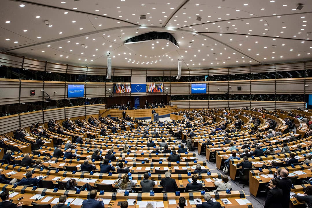 Zaal van Europees Parlement. - Foto: ANP