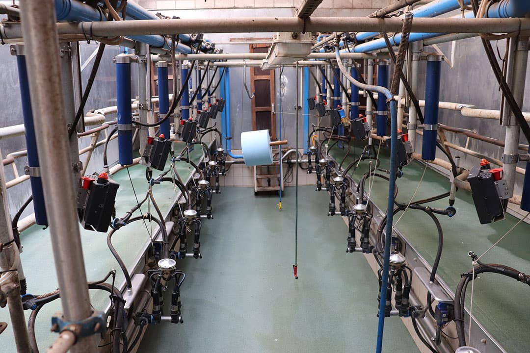 De machineloods is nu in gebruik voor opslag en stalling van werktuigen. Het plaatsen van melkrobots of een carrousel in deze loods zijn beide goede opties om de melkcapaciteit te verhogen.