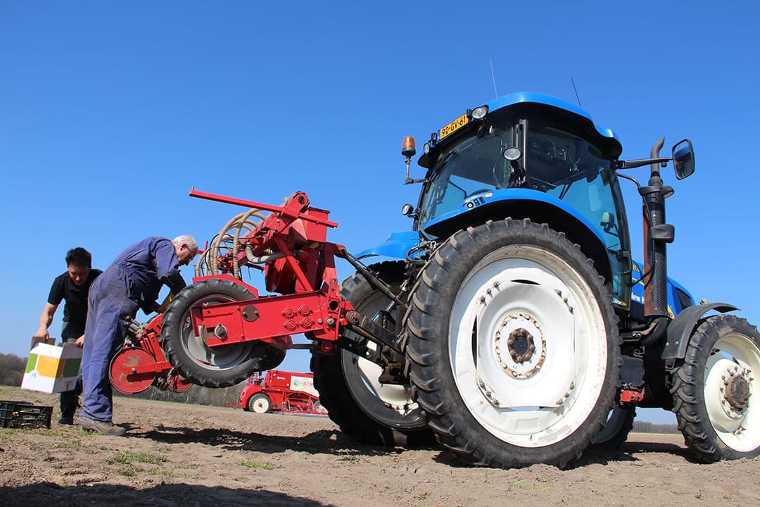 De afstelling van de zaaimachine voor de cichorei luistert heel nauw. Goed overleg is daarom noodzaak.