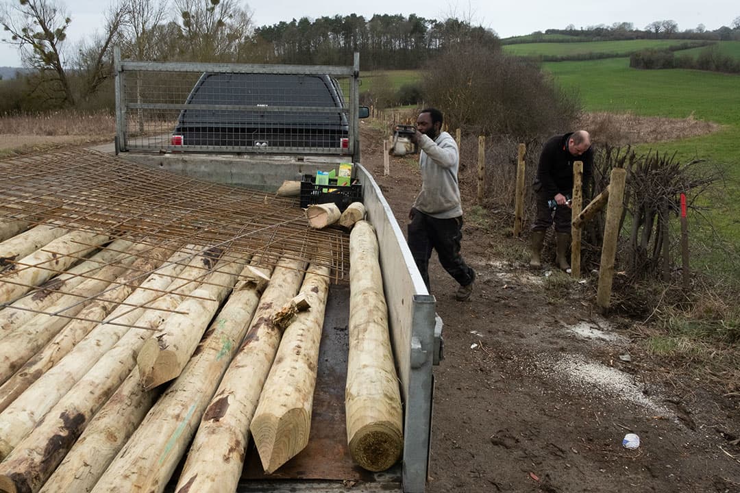 Plaatsen hek aan de grens met Frankrijk tegen wilde zwijnen. - Foto: Twan Wiermans