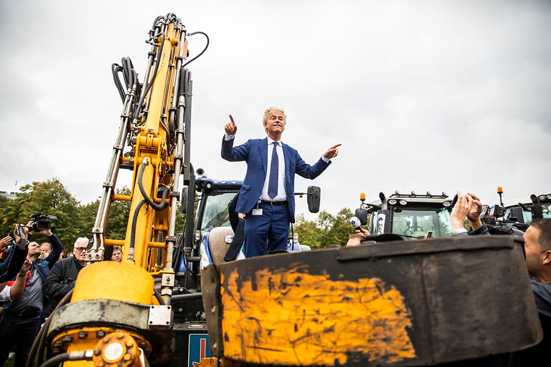 PVV-leider Geert Wilders op het Haagse Malieveld, op de eerste grote boerendemonstratie van 1 oktober. - Foto: ANP