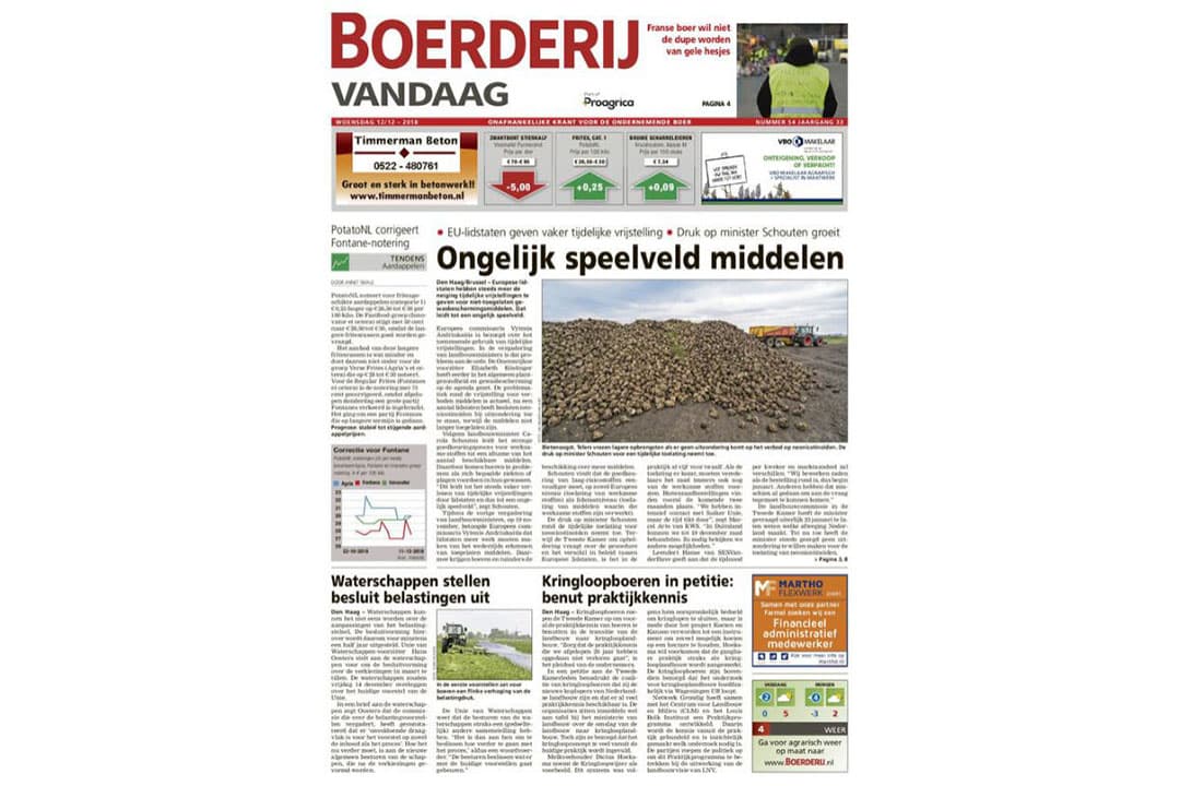 Bezorging Boerderij Vandaag mogelijk later