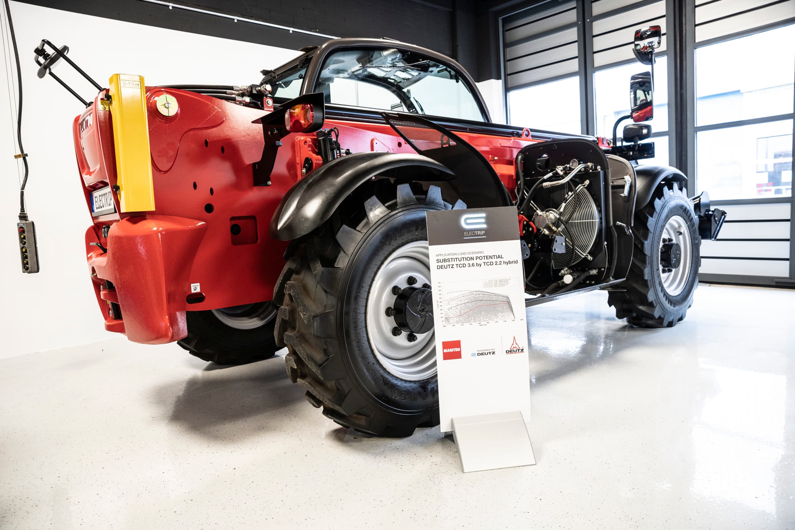 Manitou is de eerste fabrikant die de keus maakt om ook de hybride en elektrische motoren van Deutz, of E-Deutz, toe te passen in verreikers. Foto: Drathen