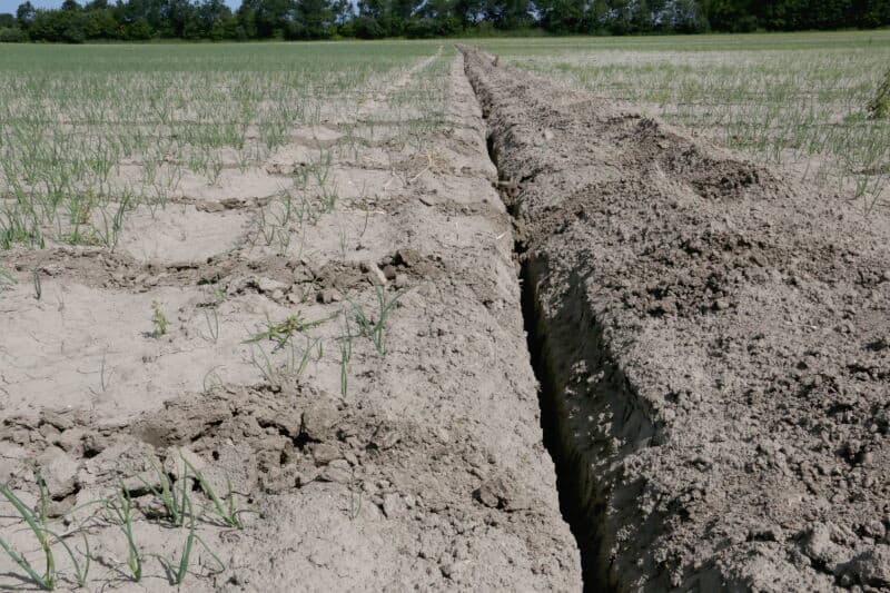 Voor echt grote hoosbuien komt de methode tekort. Daarvoor wordt een greppel gefreesd.