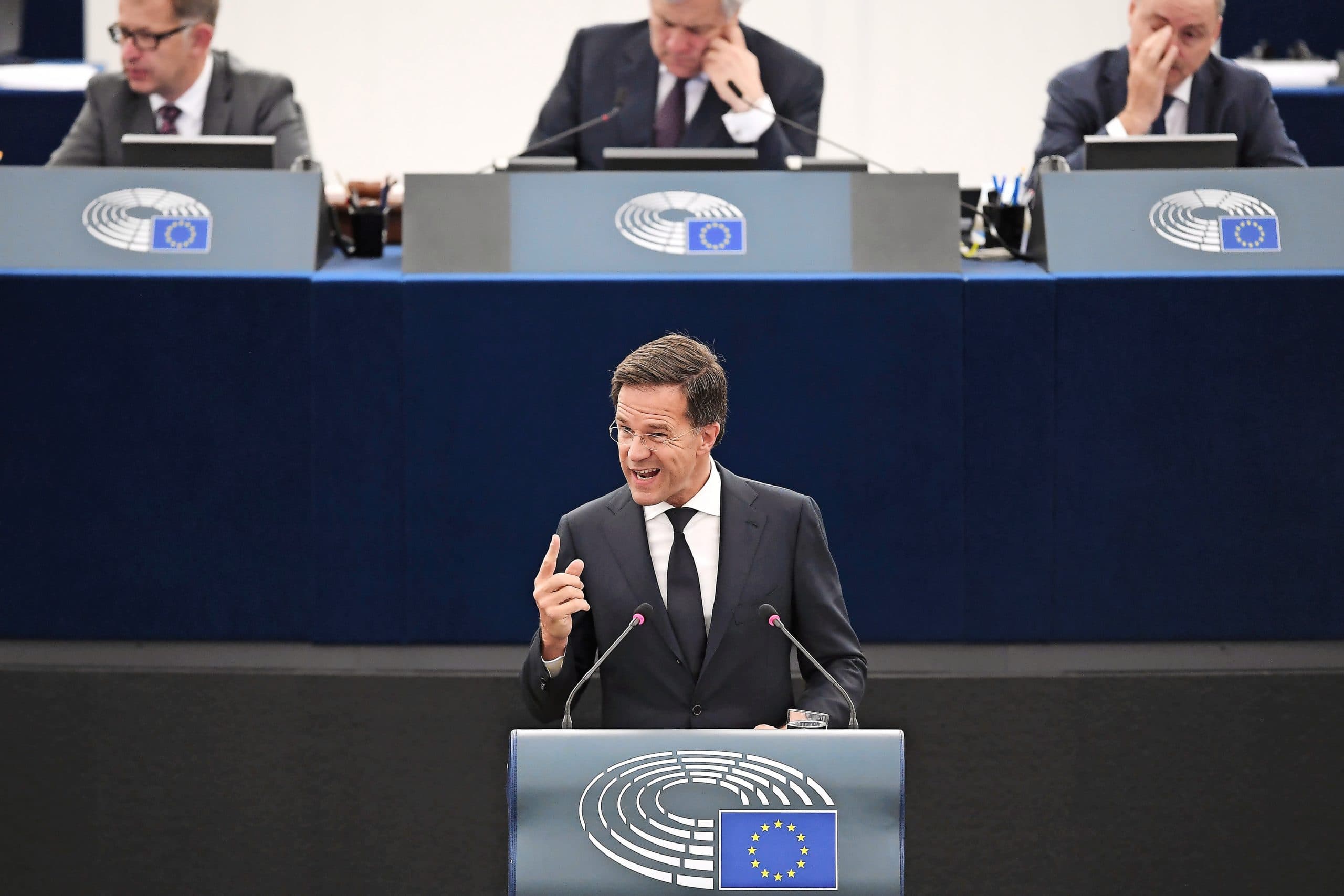 Premier Mark Rutte hield woensdag zijn speech voor het Eurpoees Parlement.