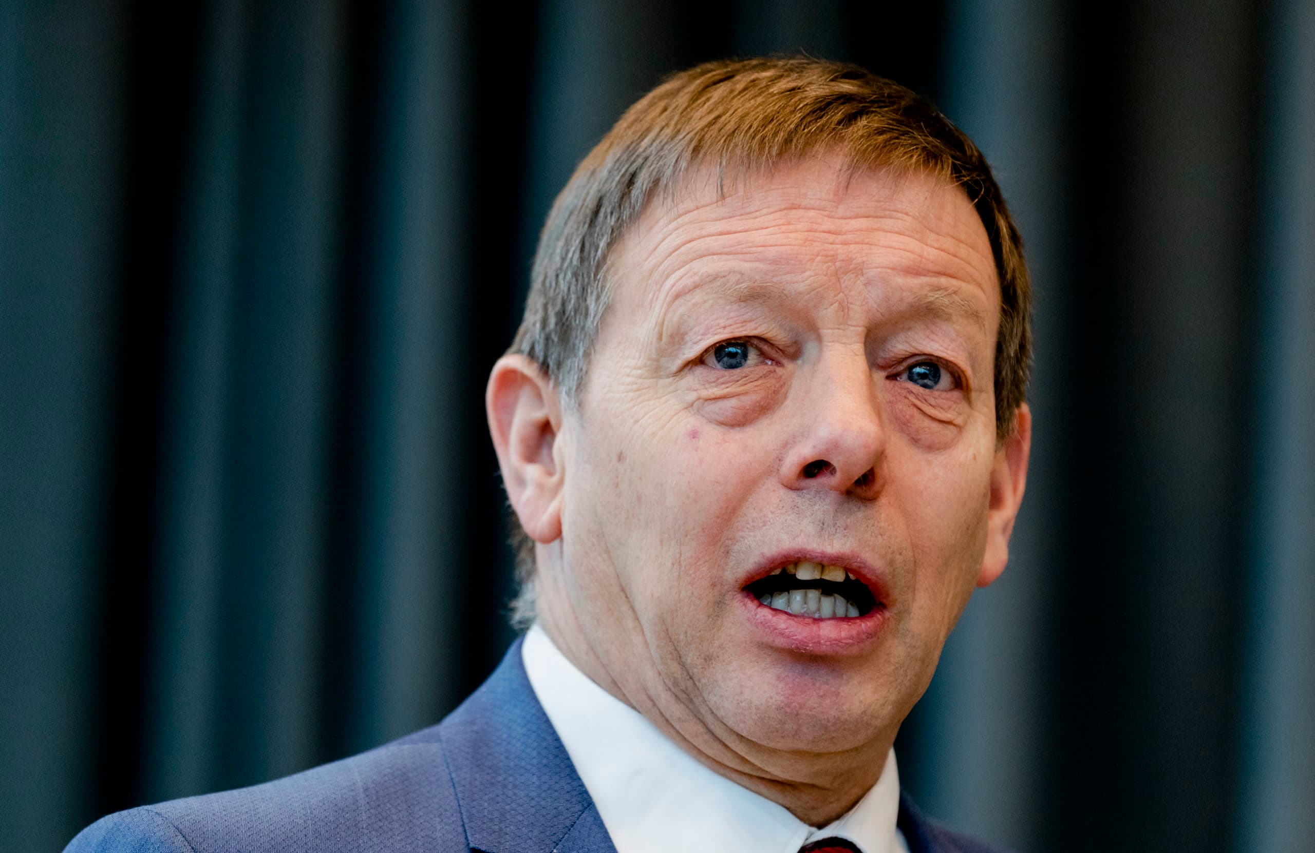 AMERSFOORT - Frans Keurentjes, voorzitter van Zuivelcooperatie FrieslandCampina U.A, tijdens de presentatie van de jaarcijfers. ANP ROBIN VAN LONKHUIJSEN