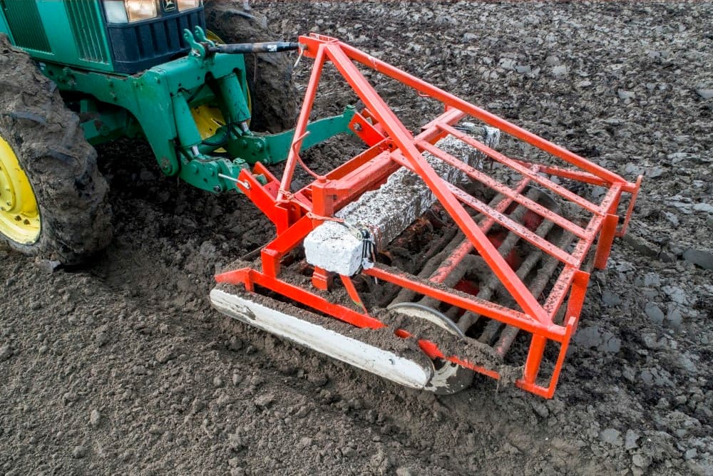 Het ras Forum teelt Van de Burgwal al zo n twintig jaar. Het is een vroeg ras met een mooie gele kleur. Vier trilgoten zorgen voor een goede verdeling van de plantuitjes op de bedden van 1,5 meter.