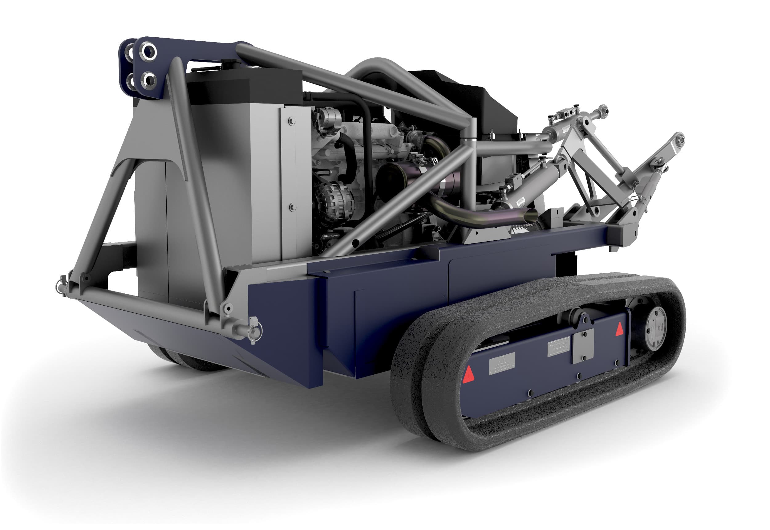 De robottrekker van Dynium heeft een nieuwe navigatietechniek, dieselmotor en is met een driepuntsbok te transporteren.