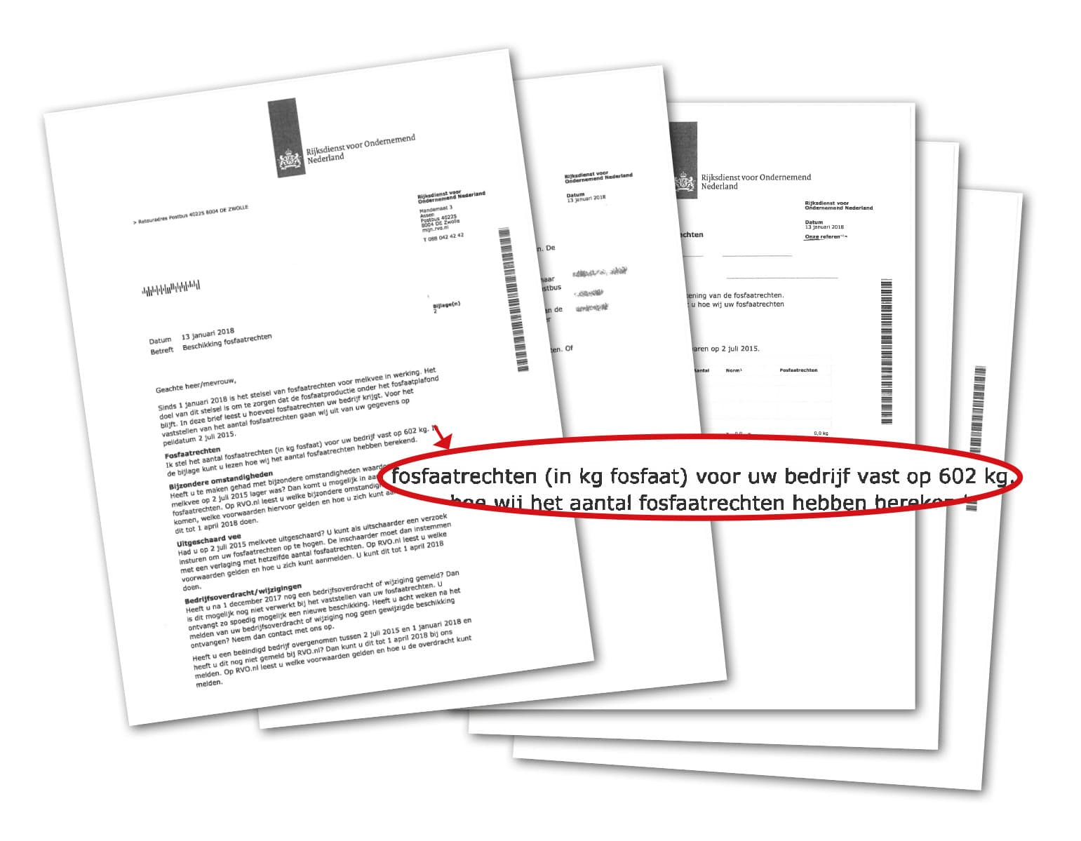 Een geanonimiseerde beschikking. Het is een brief met in de berekening van het aantal rechten in een bijlage. Let op de dagtekening bovenaan, vanaf die datum start de bezwaartermijn.