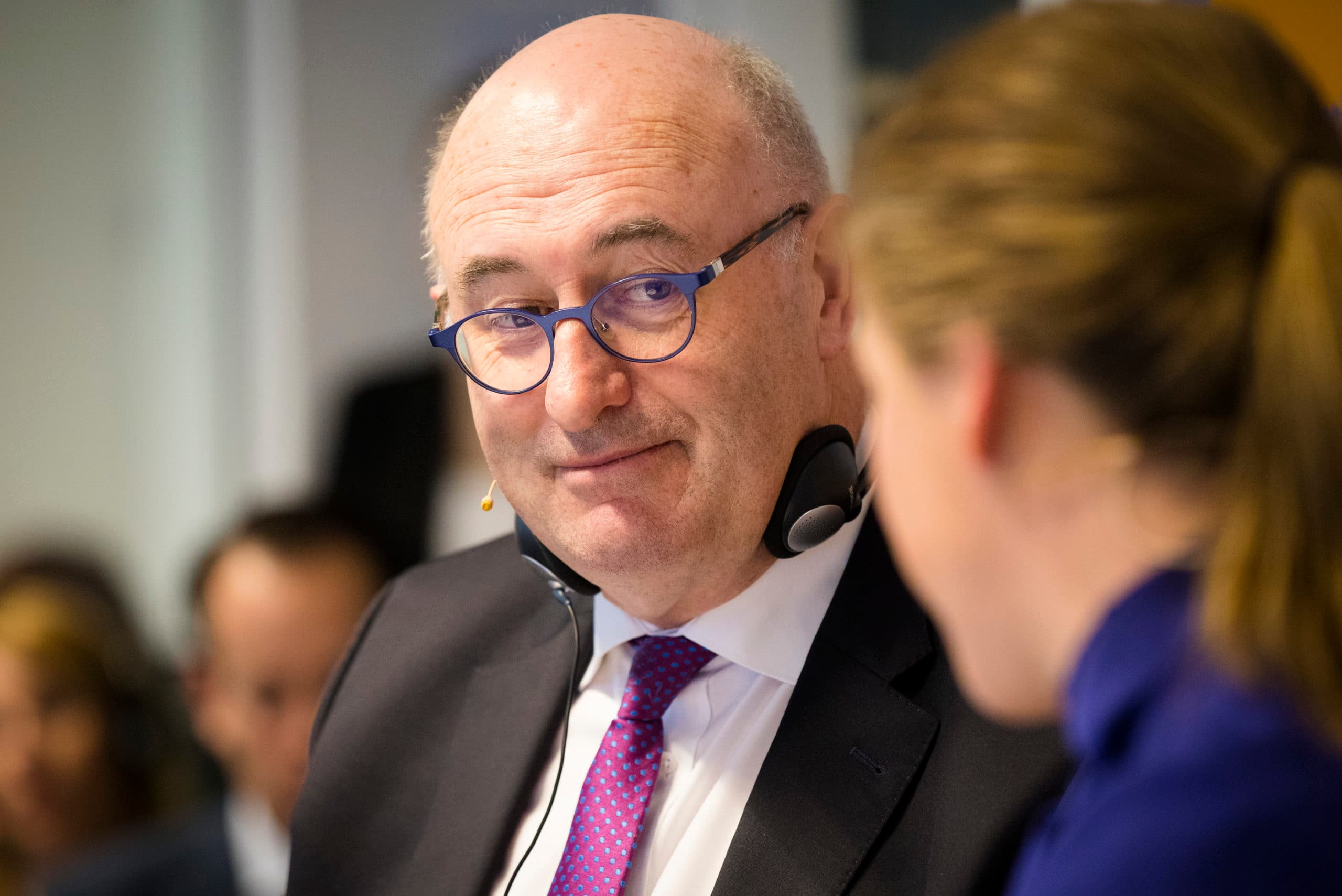 EU-landbouwcommissaris Phil Hogan en Minister Carola Schouten van Landbouw, Natuur en Voedselkwaliteit tijdens het gesprek bij LTO Nederland - Foto: ANP