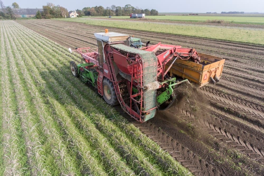 Het bord  Modder!  is voor de zekerheid bij de afrit van het perceel gezet. De hoeveelheid modder op de weg valt nu wel mee.