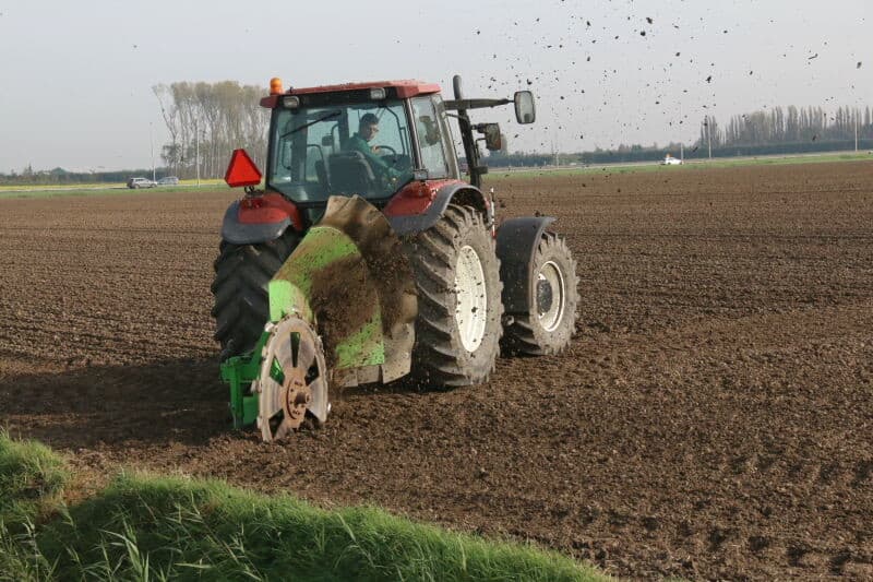 Op het perceel stonden spruiten. Dit gewas is vroeg geoogst zodat de wintertarwe er op tijd in kan.