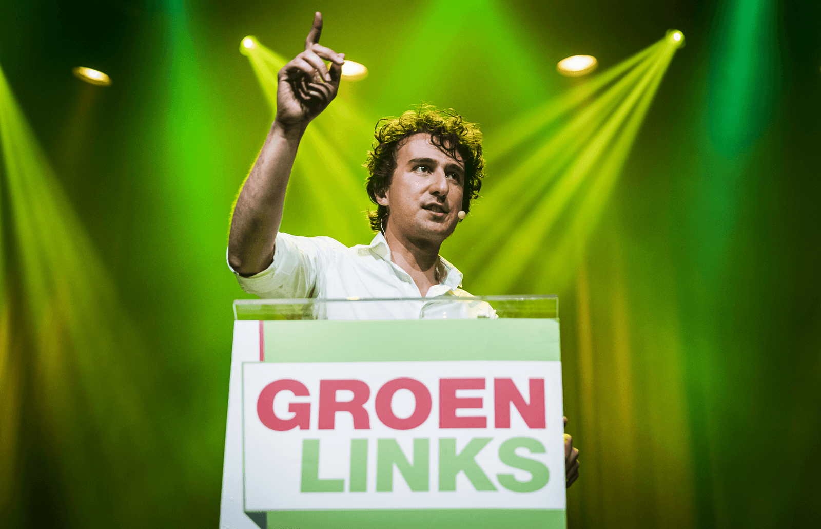Jesse Klaver bij de presentatie van het verkiezingsprogramma van GroenLinks - Foto: ANP