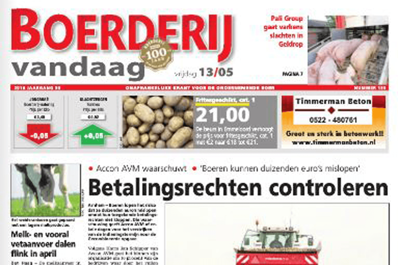 Boerderij Vandaag verschijnt dag later