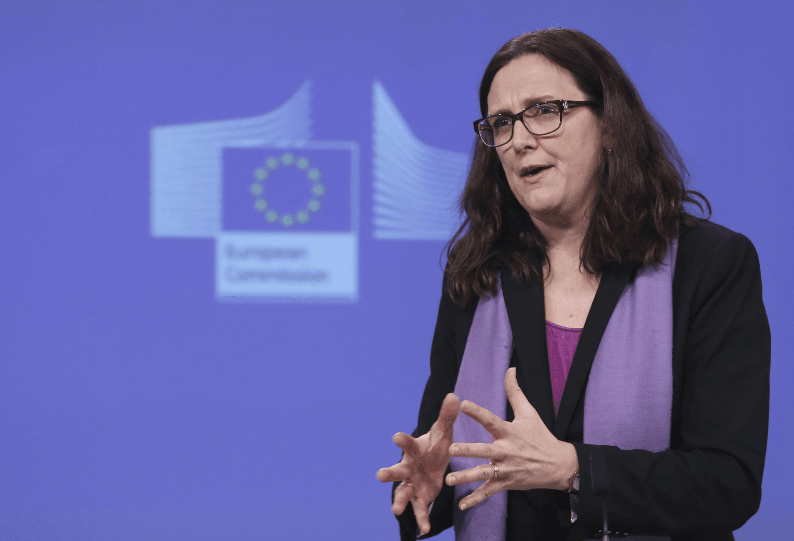 EU-handelscommissaris Cecilia Malmström erkent dat de Europese vleesveehouderij last kan hebben van een vrijhandelsakkoord.</p> <p><em>Foto: ANP/EPA</em>