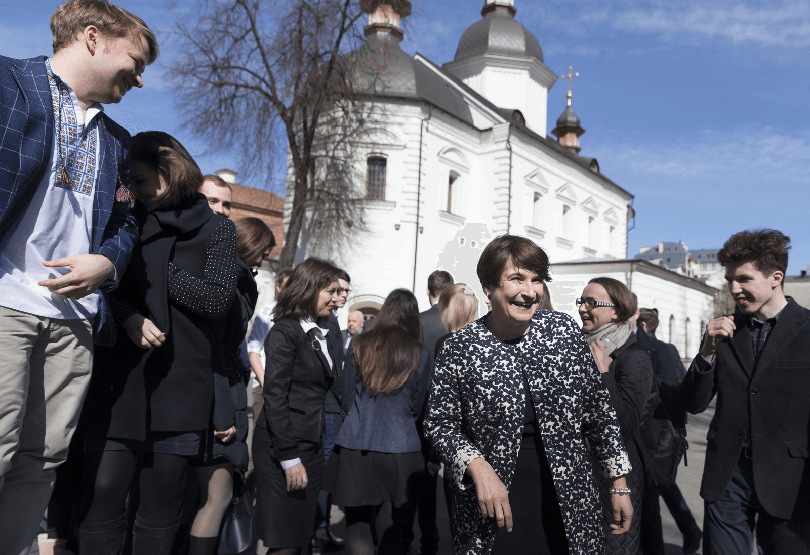 Minister Ploumen tijdens het bezoek aan Oekraïne.<br /><em>Foto: ANP </em>