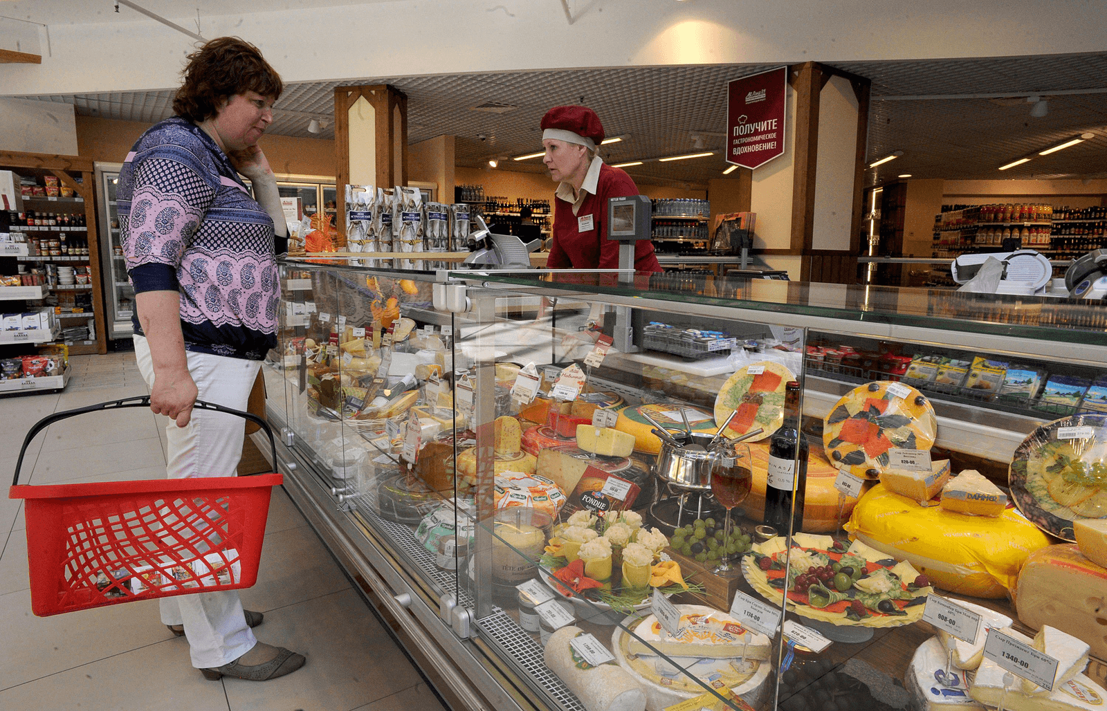 Kaasafdeling in een Russische supermarkt.<br /><em>Foto: ANP </em>