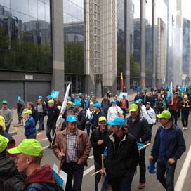 Gemoederen lopen op bij boerenprotest in Brussel