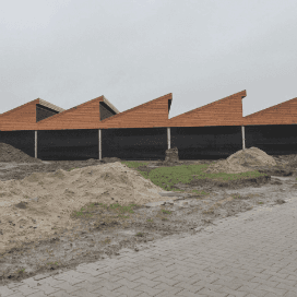 Nieuwe stal met zaagtanddak op Texel