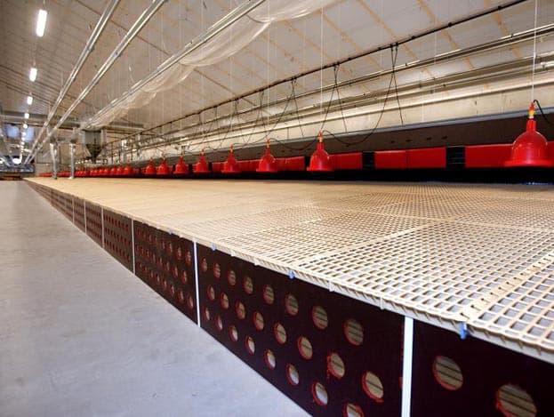 De stal heeft lengteventilatie. Aan de achterzijde van de stal bevindt zich een drukkap voor de uitstoot van stof. Een luchtwasser is niet nodig omdat de stal een warmtewisselaar heeft. Ook op de twee oude stallen is door intern salderen geen luchtwasser nodig.