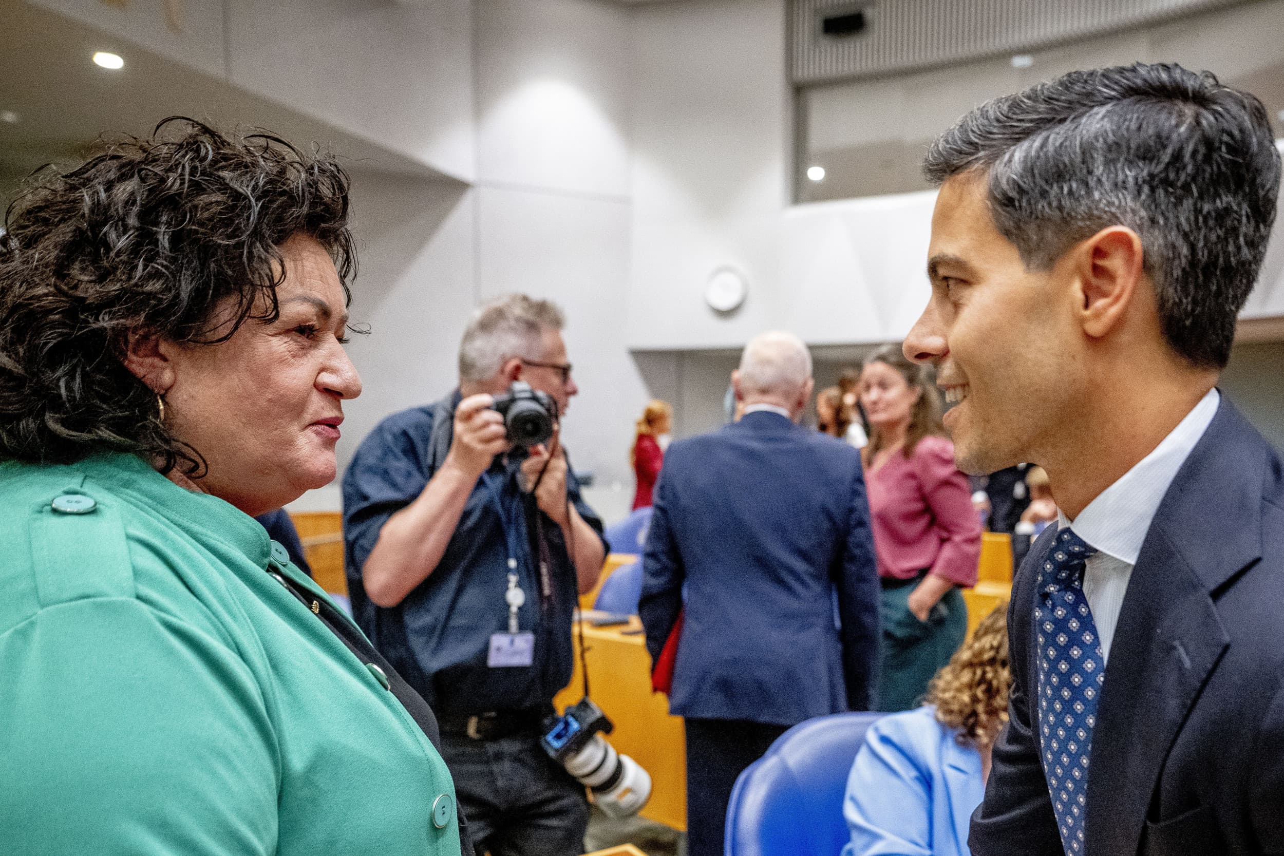 Caroline van der Plas (BBB) en Rob Jetten (D66) in de Tweede Kamer. Foto: ANP