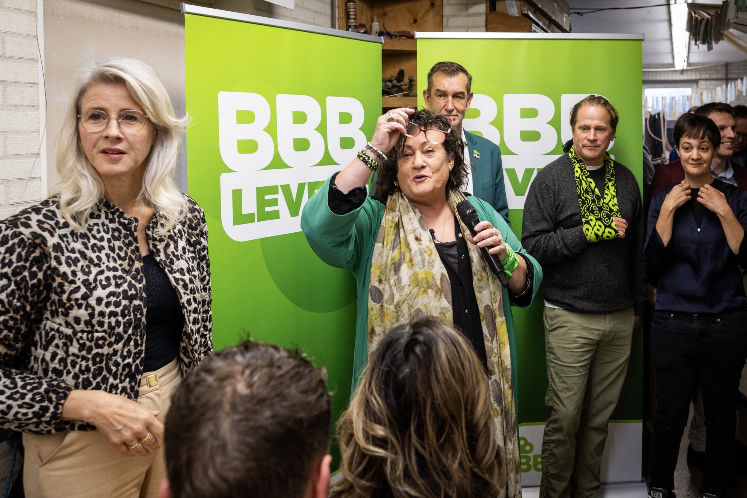 Aftrap van de verkiezingscampagne van BoerBurgerBeweging (BBB) op zaterdag 4 oktober. Links Mona Keijzer, in het midden Caroline van der Plas. Op 29 oktober kiest Nederland een nieuwe Tweede Kamer. Foto: ANP