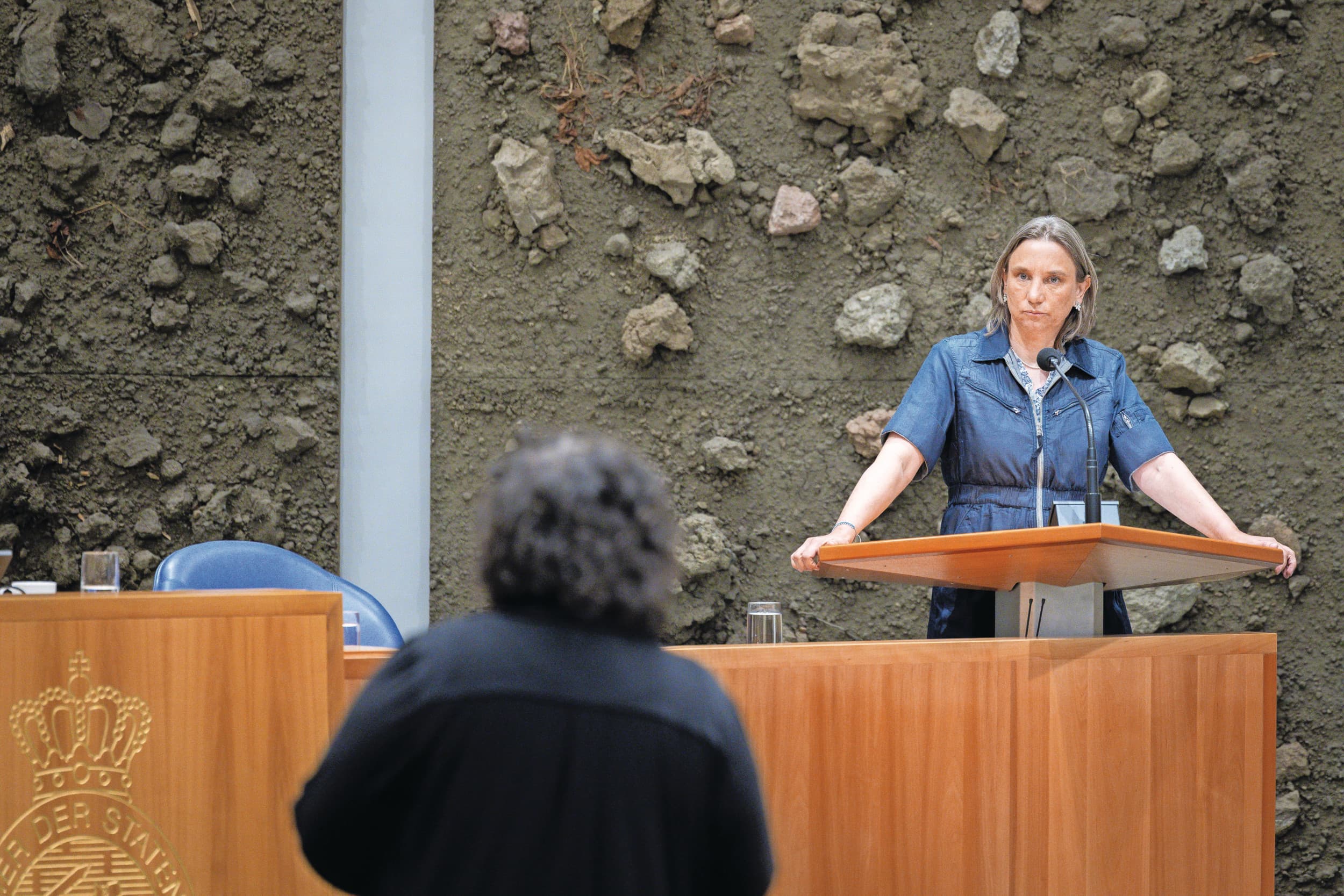 GroenLinks-PvdA-Tweede Kamerlid en landbouwwoordvoerder Laura Bromet tijdens een stikstofdebat in de Kamer dit voorjaar. Foto: ANP