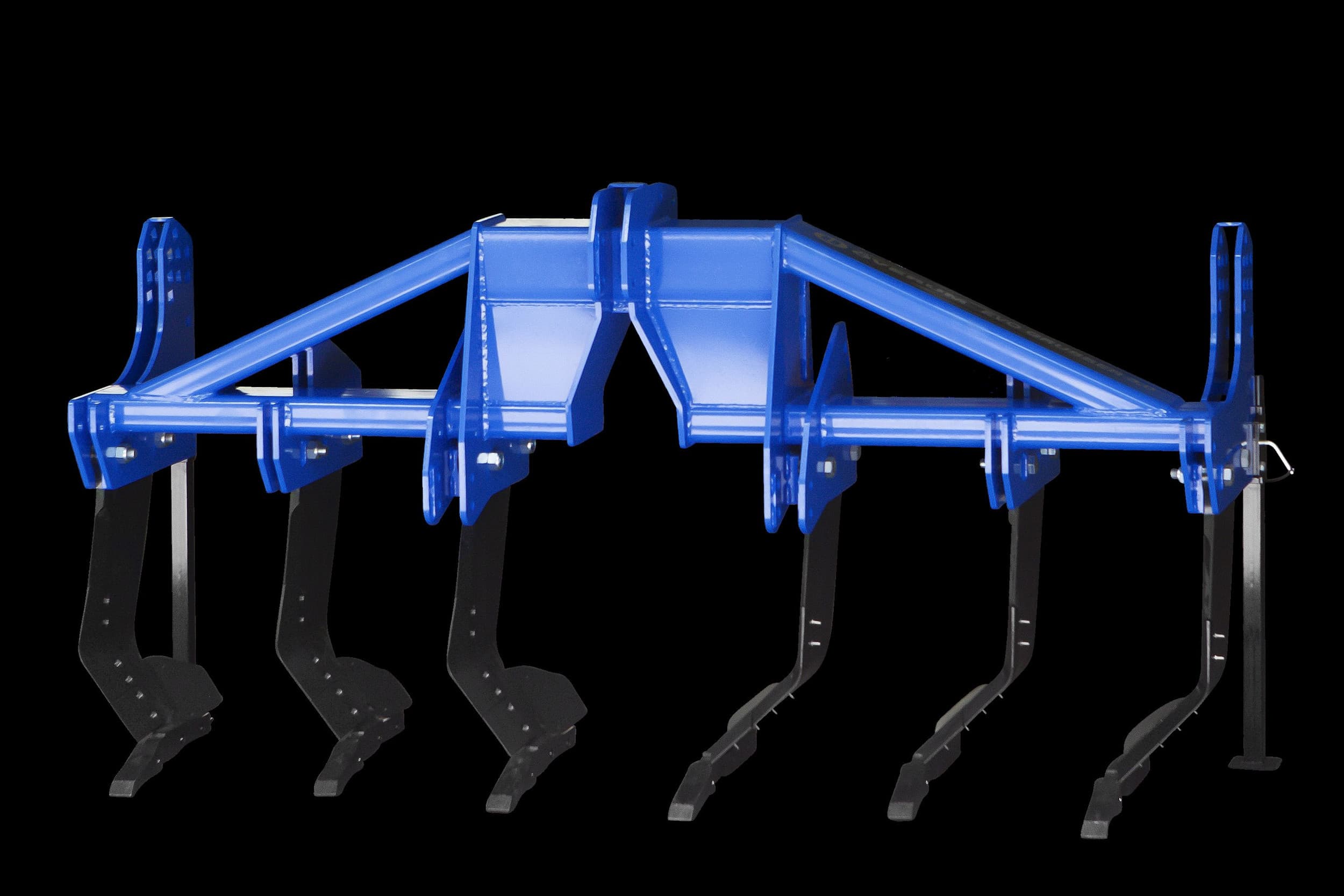 Dit is de nieuwe voorzetwoeler EVO Grubber 3.0 van de Zweedse ploegenfabrikant Överum. De zes gebogen woelpoten maken de bodem los tot 50 cm diep, zonder de bouwvoor te keren. Foto: Överum