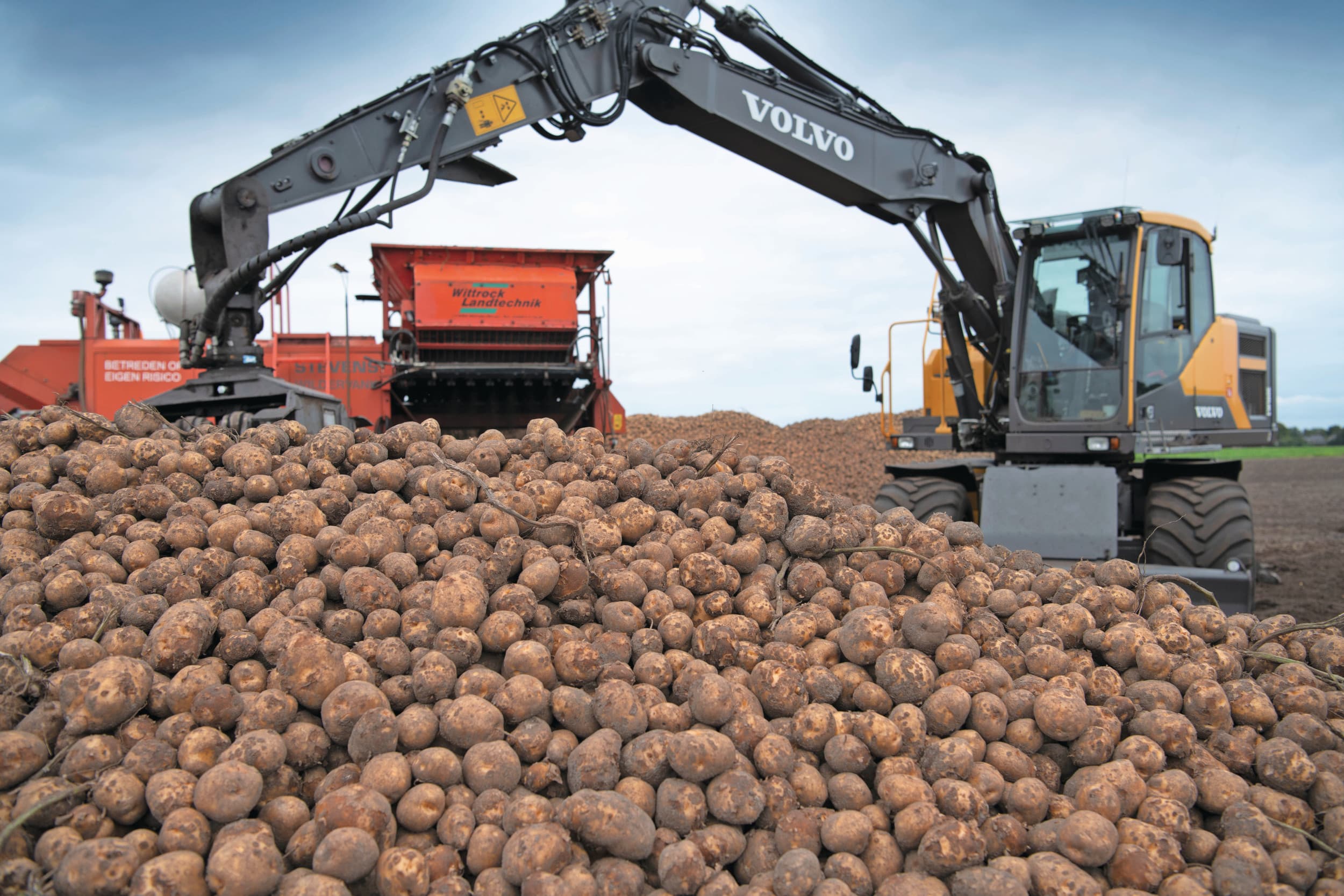 Wanneer er fritesaardappelen oude oogst aan de aardappelen van een Avebe-boer zijn toegevoegd, dan mogen de kraanmachinisten deze niet laden. Foto: Mark Pasveer.