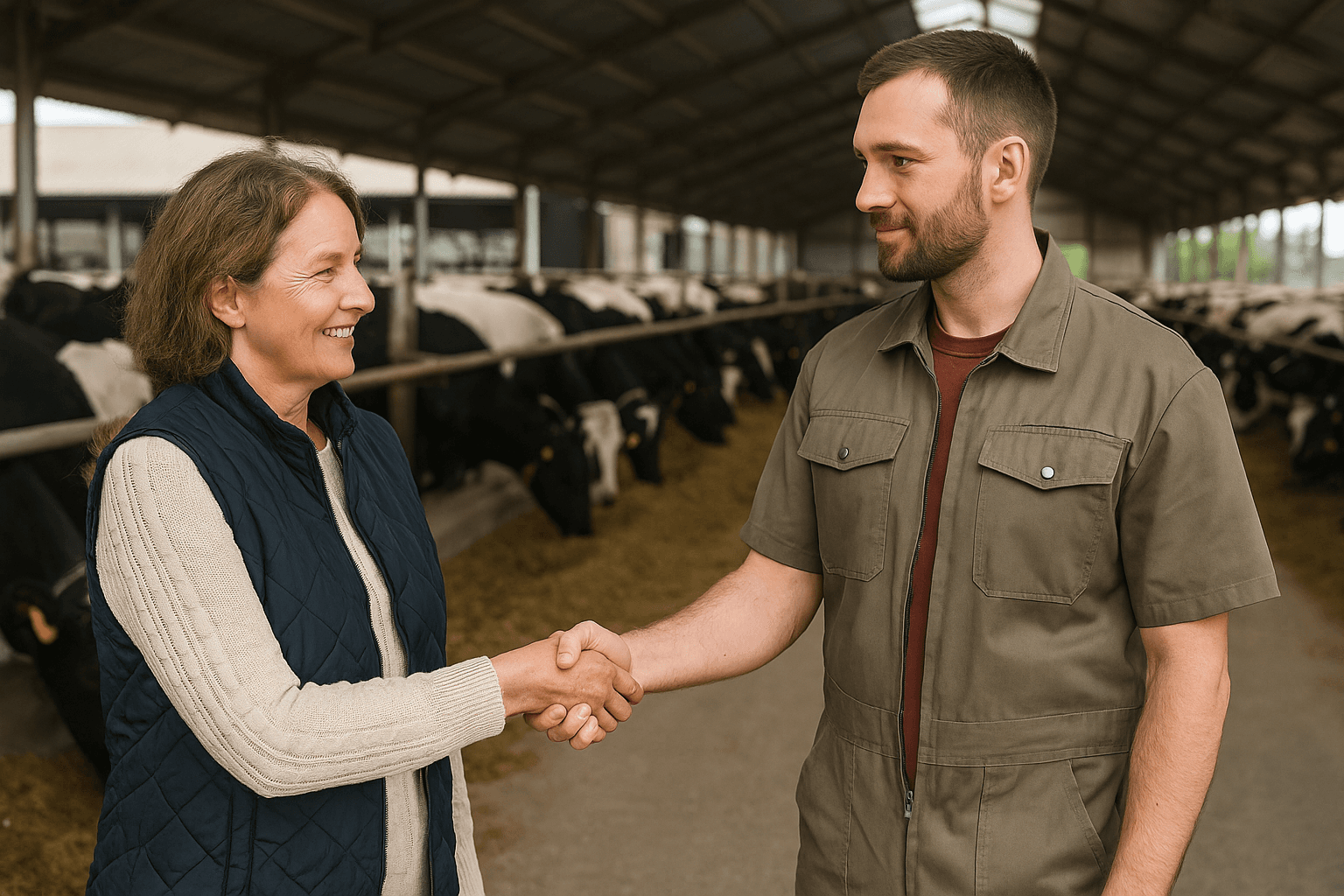 Overname buiten de familie vraagt om vertrouwen, overleg en respect tussen overdrager en opvolger. Foto: Boerderij / AI-beeldbewerking