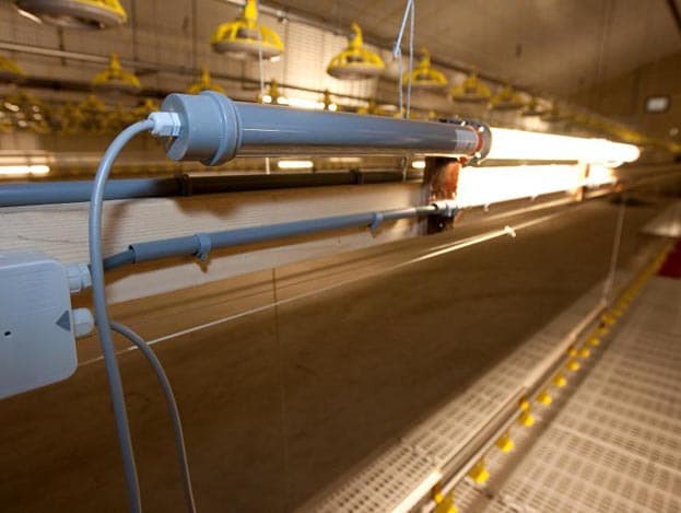 In de stal hangen vier lijnen met ronddrinkers, twee lijnen met alleen drinknippels en twee lijnen met ronddrinkers én drinknippels. De ronddrinkers en drinknippels hebben elk een eigen watercircuit.