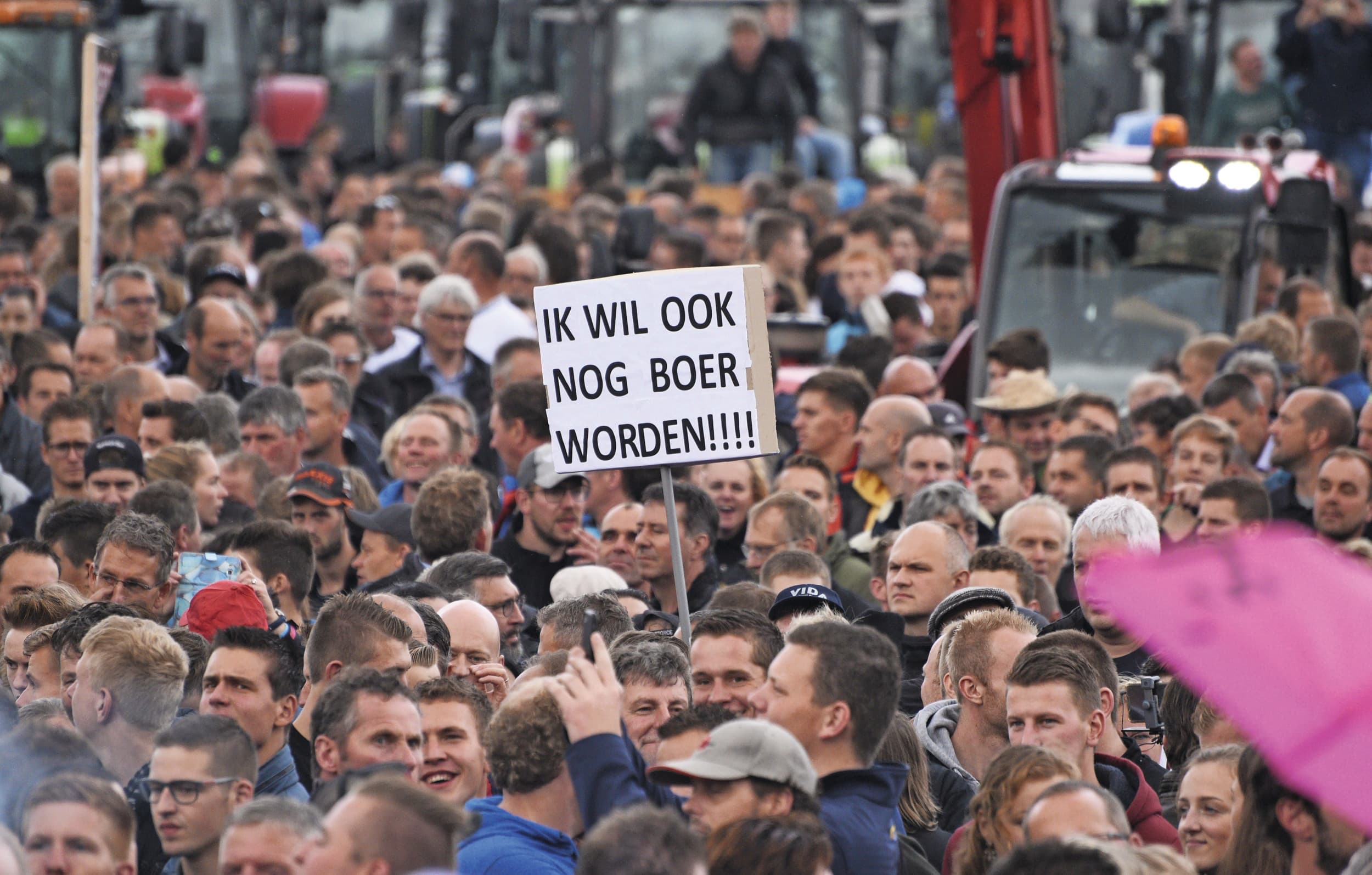 ‘Ik wil ook nog boer worden’ was een veel geziene tekst op spandoeken tijdens de stikstofprotesten van enkele jaren geleden. Foto: ANP