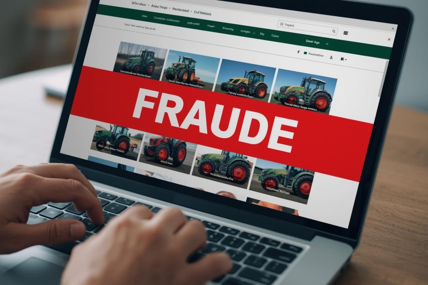 Blijf scherp bij het ongezien aankopen of verkopen van machines via internet. Fraudeurs vinden steeds opnieuw slimme manieren om kopers te misleiden. Foto: gecreëerd met Canva AI