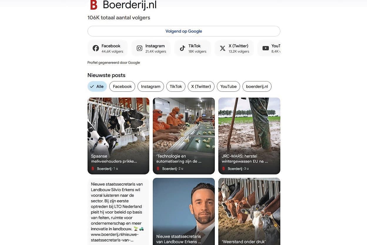 Volg Boerderij in Google Discover