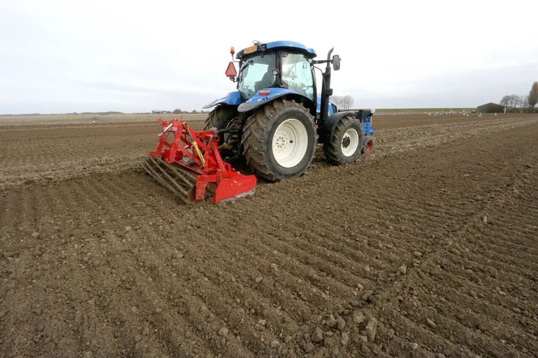 Vlak voor het planten wordt de grond klaargelegd.