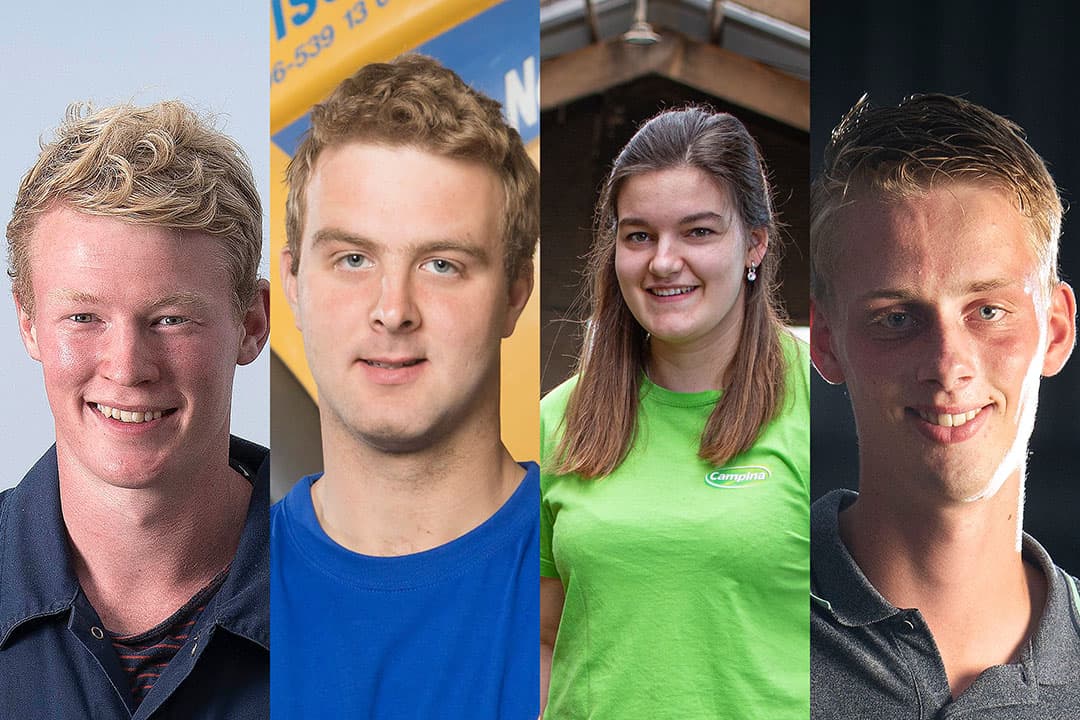 V.l.n.r: Opvolgers Klaas Visser, Andre Visser, Eline Machielsen en Geart Terwisscha van Scheltinga.