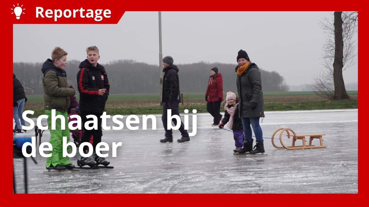 Schaatsen op het weiland van de boer