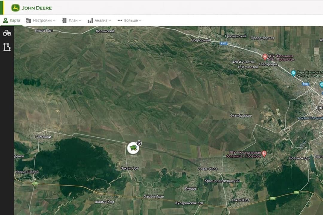De Oekraïense dealer spoorde de gestolen machines op via online machinebeheerplatform MyJohnDeere. - Foto: Agroteck-Invest