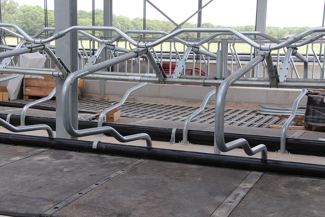 2 opdrijfhekken van het type ME5000 zorgen dat de koeien uit de 2 groepen bij de melkstal komen.