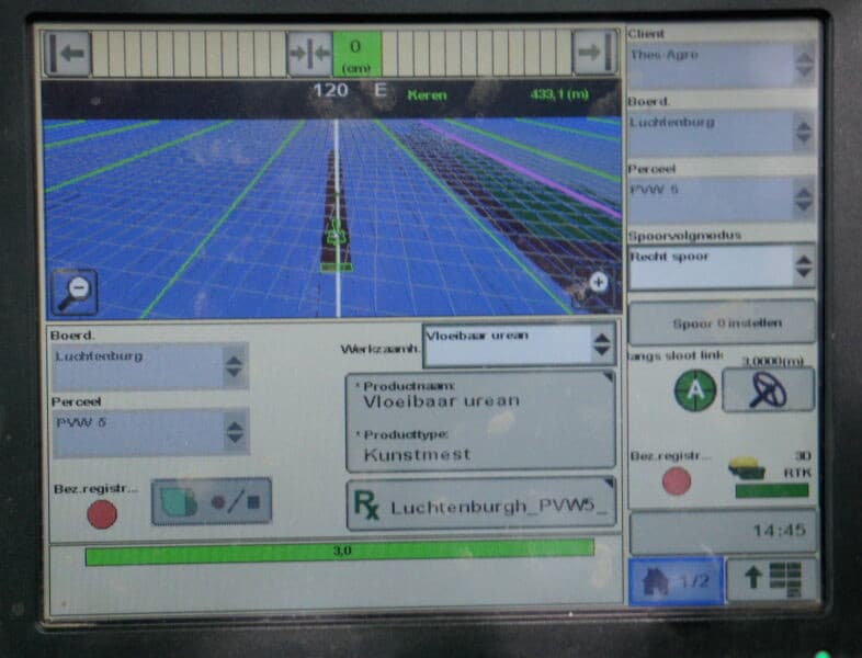 De taakkaarten gemaakt op basis van satellietbeelden laten de verschillen in zwaarte van de grond binnen het perceel goed zien.