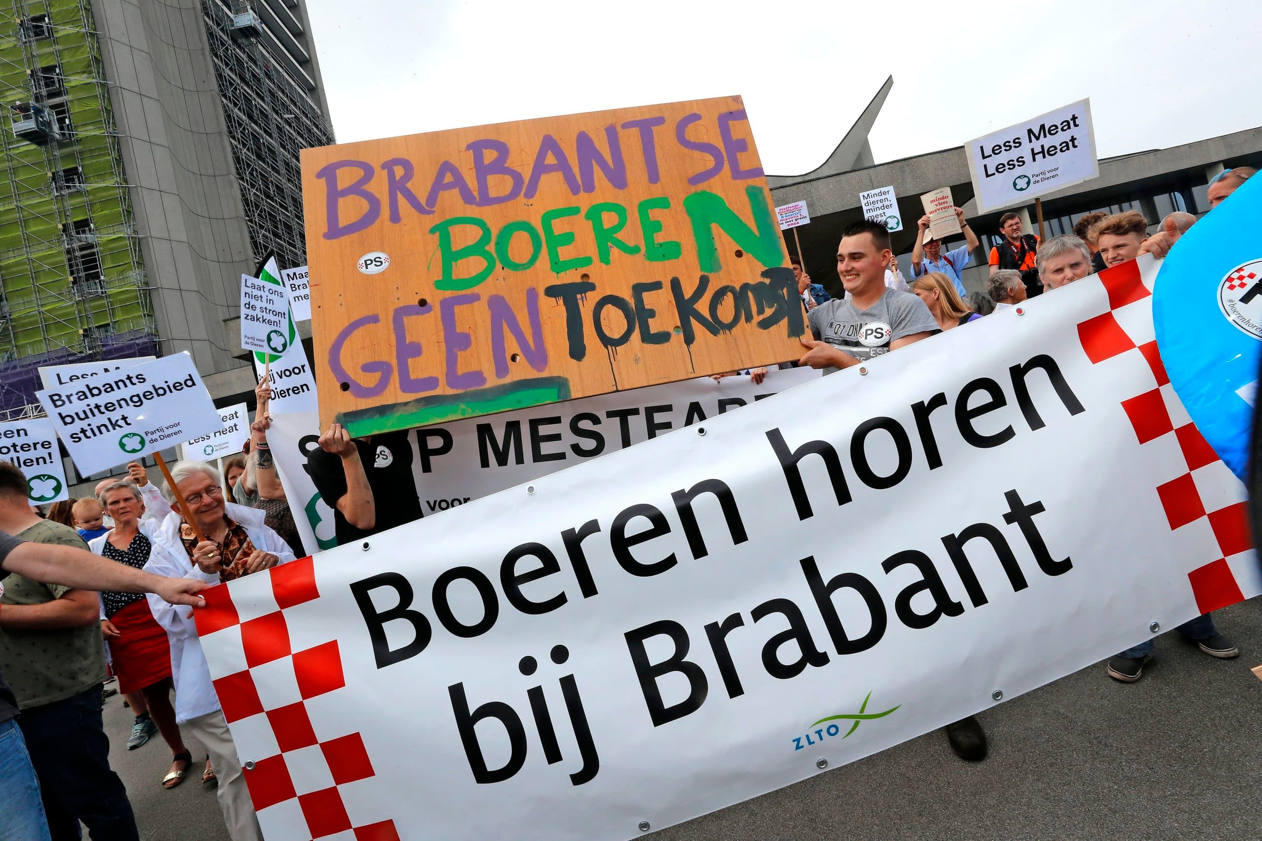 Boerenprotest bij het provinciehuis in Den Bosch voorafgaand aan het besluit om de milieueisen voor stallen versneld aan te scherpen. - Foto: Bert Jansen