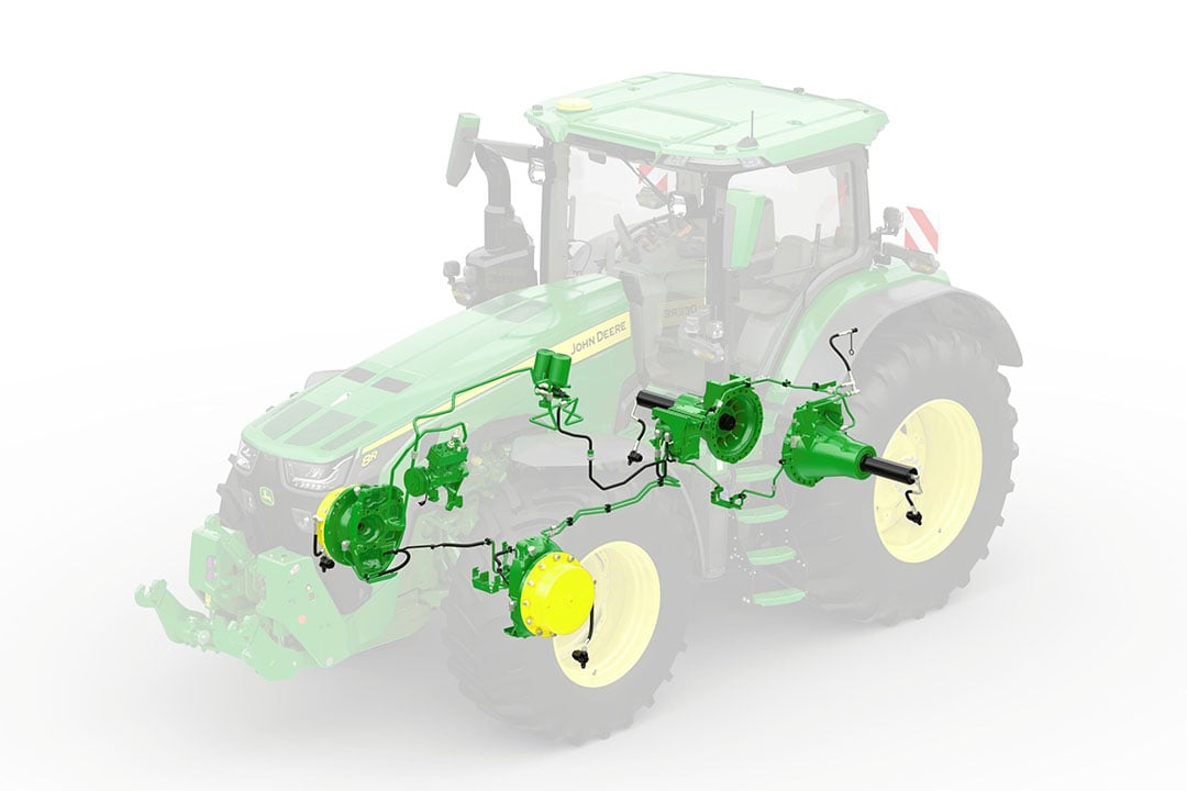 John Deere maakt gebruik van een compressor die doorgaans aanwezig is voor een luchtreminstallatie. Het is mogelijk om het systeem aan te sluiten op een externe compressor.