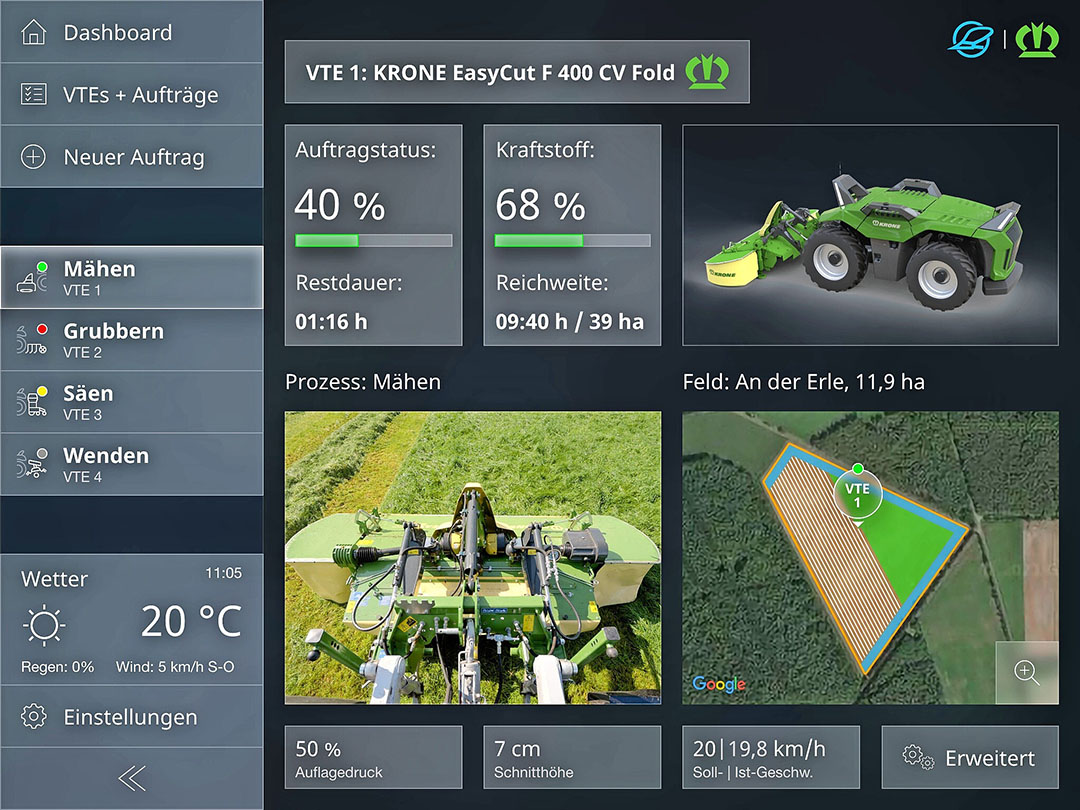 Vanaf mobiele apparaten zijn de robots continu te monitoren en te sturen. Ook werkopdrachten kunnen verzonden worden.