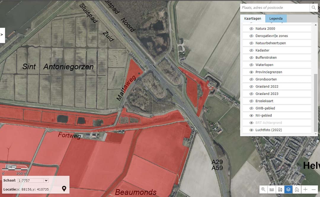 NV-gebied in West-Brabant. - Afbeelding: screendump RVO