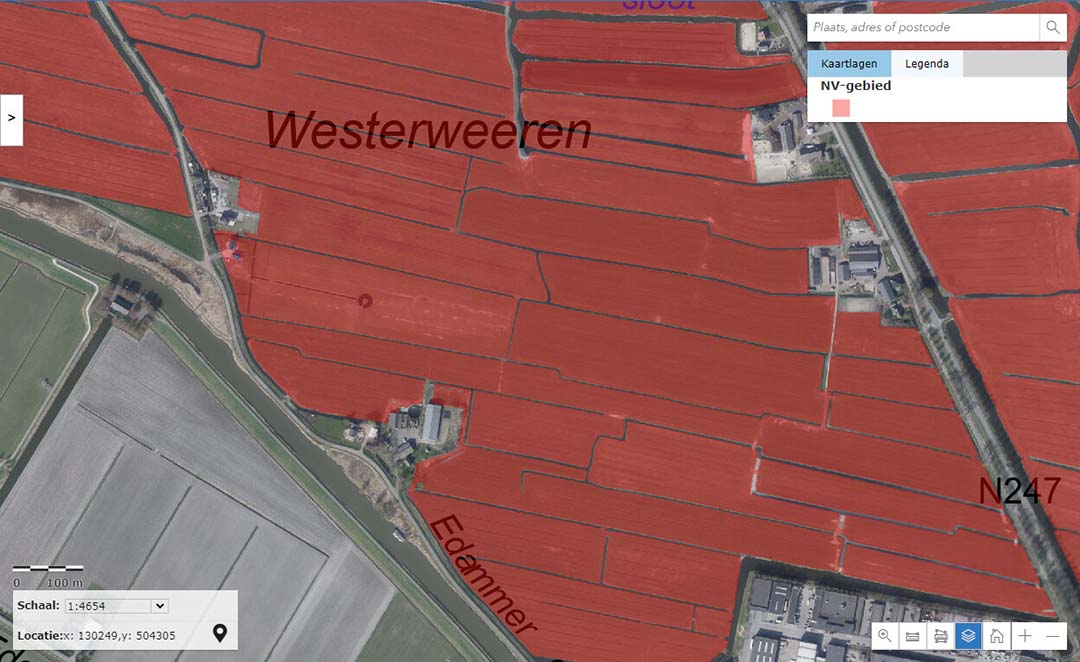 NV-gebied in de provincie Noord-Holland. - Afbeelding: screendump RVO
